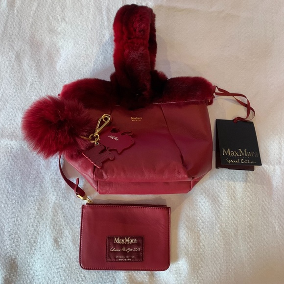 MaxMara Leather and Fur Reversible Bag, Special Edition, Red - Picture 1 of 16